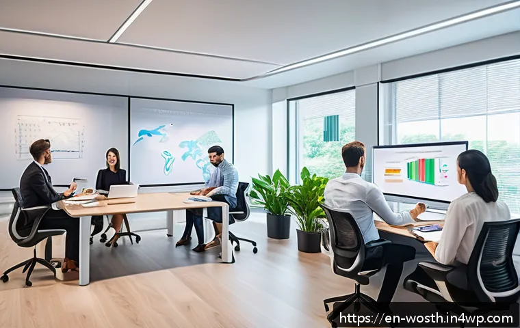 가치 기반 경력에서의 연구와 개발 - A futuristic office environment showcasing a diverse team of professionals collaborating on cutting-...