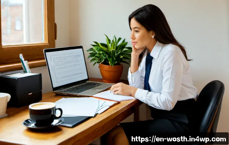 Home 17 가치 기반 경력을 위한 자기 분석 방법 - Photorealistic home office scene of a thoughtful mid-career professional seated at a clean wooden de...